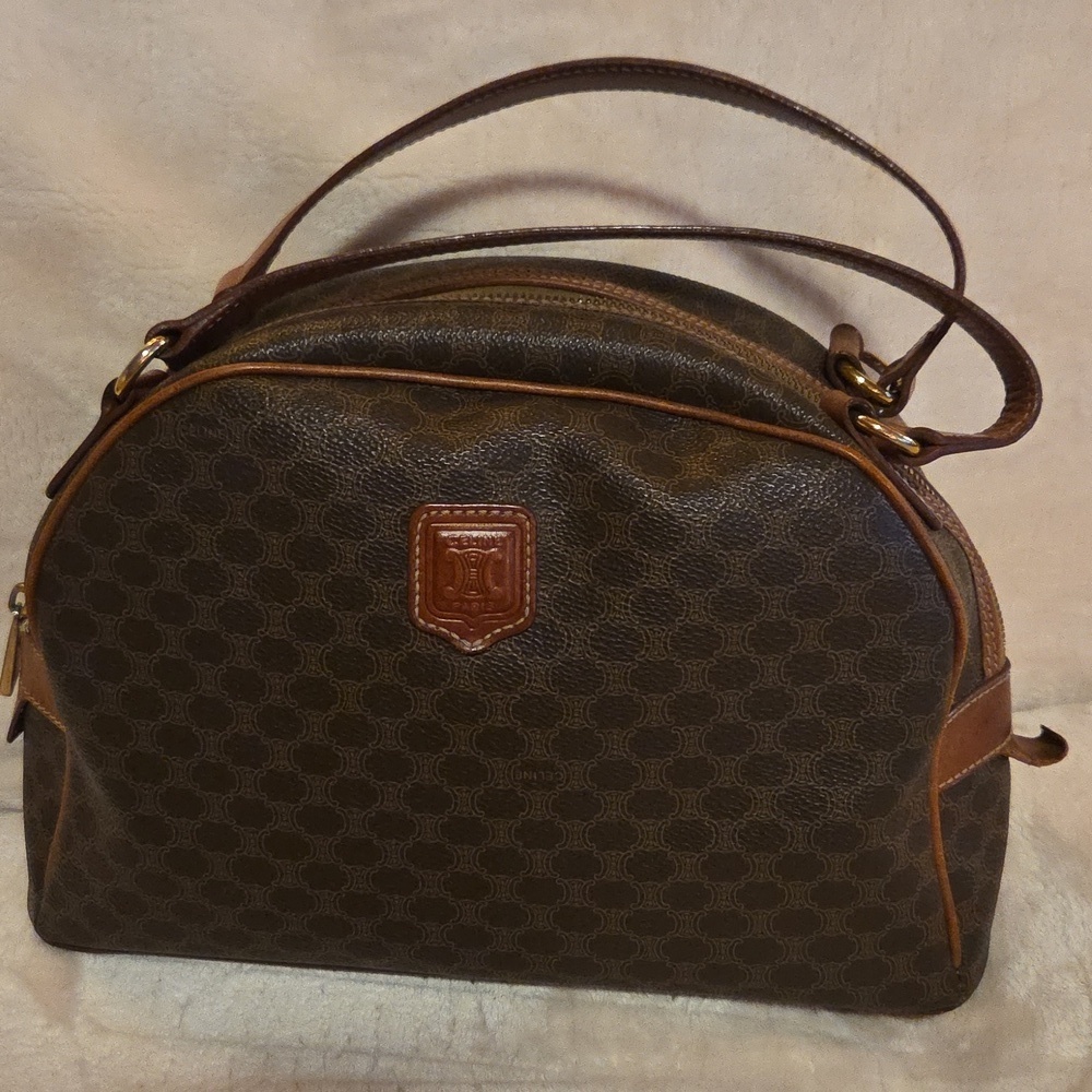 Celine Dark Brown Patterned Satchel - Picture 12 of 12
